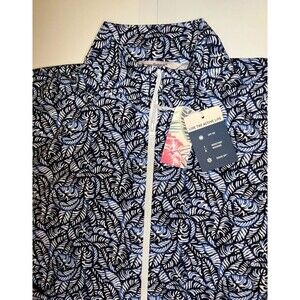 TOMMY BAHAMA Navy Marbled Palm Golf Jacket Women's Large